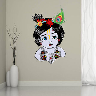                       EJA Art Bal Krishna Multicolor Removable Decor Mural Wall Stickers Sticker                                              
