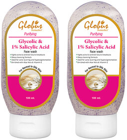 Globus Glycolic Acid and Salicylic Acid Face Wash Pack of 2