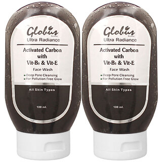 Globus Activated Carbon with Vitamin B  E Face Wash Pack of 2