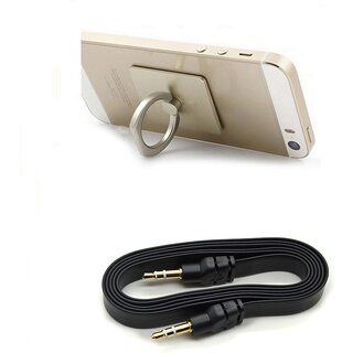 Combo of Ring holder and Aux Cable (Assorted Colors)