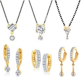 Karwachauth Special Ad 3 Mangalsutra Solitaire Combo With 3 Pairs Of Earrings