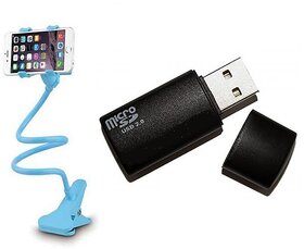 Combo of Lazy Stand and Card Reader (Assorted Colors)
