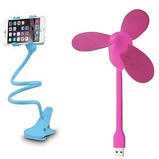 Combo of Lazy Stand and USB Fan (Assorted Colors)