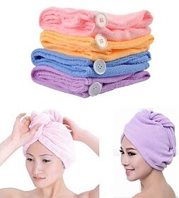 Kudos Microfiber Hair Wraps Magic Fast Dry Towel Cap Bath Head Wrap 1 pc ( Color May Very )