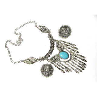                       Two step nice silver fancy necklace set                                              