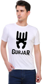 White Color Half Sleeve Gurjar Printed Tshirt