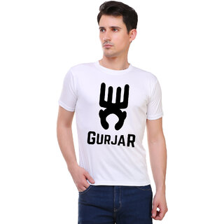                       White Color Half Sleeve Gurjar Printed Tshirt                                              