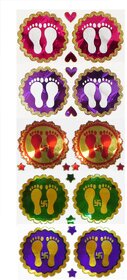Laxmi Charan Paduka Stickers (Set of 5 Pairs) (Assorted Colours)