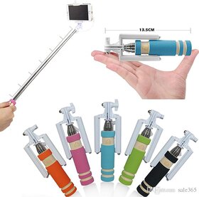 Mini Selfie Stick With AUX Cable and Rubber Grip For Smartphones - (Assorted Colors)