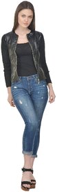 Raabta Fashion Black Faux Leather Jacket for Women