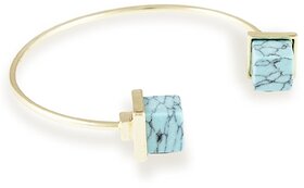 Karatcart Gold Metal Blue Turquoise Bracelet For Women
