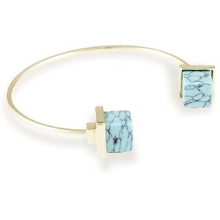                       Karatcart Gold Metal Blue Turquoise Bracelet For Women                                              