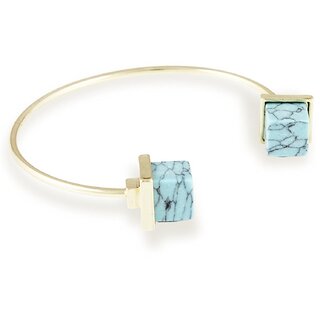 Karatcart Gold Metal Blue Turquoise Bracelet For Women