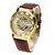 Fast Selling Transparent Round Dial Brown Leather Belt Analog Men Watch
