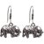 Lucky Jewellery Black Metal Silver Oxidised Elephant Design Earring
