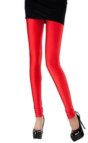 Neon Shine Leggings Sexy Skin Fit Slacks in Red Maroon Footless Tights Fit Chudi