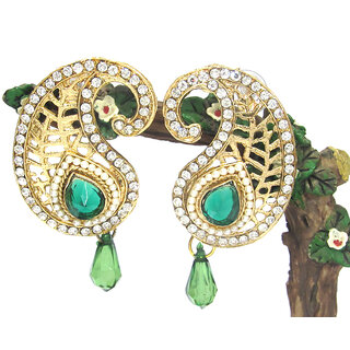 Green Kundan Drop Mango Polki Earring Green Kundan Drop Mango Polki Earring