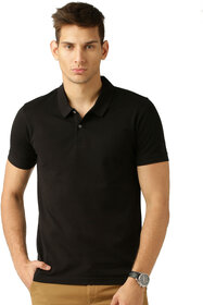 Squarefeet Black Poly Cotton Polo Neck Tshirt