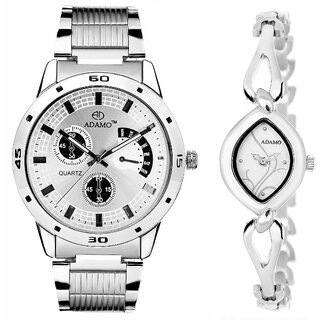 ADAMO Designer Couple Combo Wrist Watch 109-327SM01