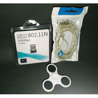                       COMBO PACK OF USB WIFI, AUX CABLE, SPINNER                                              