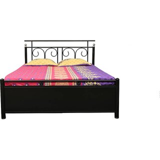 Queen size metal bed with lifton storage.Fine Living Furniture.