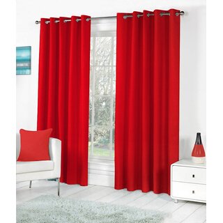                       Styletex Plain Polyester Red Long Door Curtain (1 Pcs)                                              