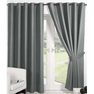                       Styletex Plain Polyester Gray Long Door Curtain (1 Pcs)                                              