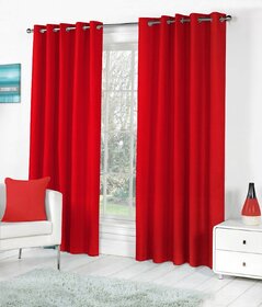 Styletex Plain Polyester Red Long Door Curtain 1 Pcs