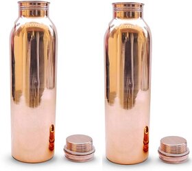 Clickmart Pure Copper Water Bottle 1000 ML Shineproof Layered  Leakproof (Pack of 2)