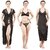 Aileyis Black Satin Nighty, Wrap Gown, Bra And Panty (Pack of 4)