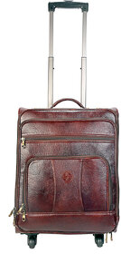 JL Collections 22 Inches Brown Leather Trolley Bag