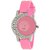 Glory Pink Style Heart Shape Diamond Fancy look Collection PU Analog Watch - For Women