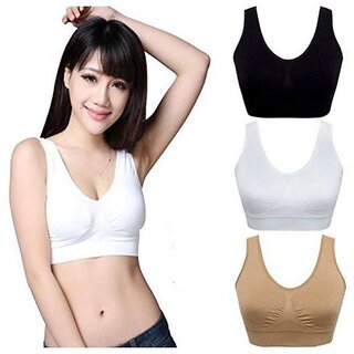 Online Combo Pack of 3 Ladies Air Bra Slim & Lift Sports Bra White, Black &  Skin Color Prices - Shopclues India