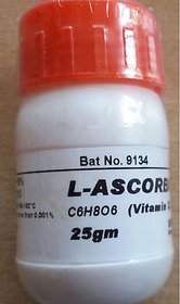 BFC L-ASCORBIC ACID LR (Vitamin C) - 25gm CAS No. 50-81-7. (C6H8O6)