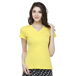                       Bongio Multicolor Plain V-Neck Tshirts  For Women                                              
