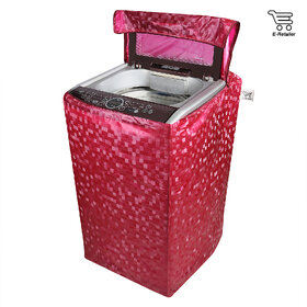 E-Retailer Classic Red Colour With Square Design Top Load Washing Machine Cover (Suitable For 5kg To 8kg)