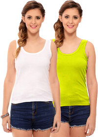 Hothy Womens's White & Mustard Camisole (Pack of 2)
