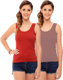 Hothy Womens's Red & Taupe Camisole (Pack of 2)
