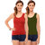 Hothy Womens's Red & Olive Camisole (Pack of 2)