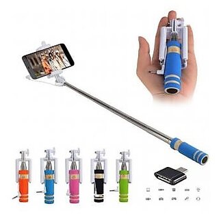 Combo of Mini Selfie Stick  Otg Adapter-Assorted Color