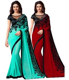 Bhuwal Fashion Multicoloured Chiffon Saree Combos