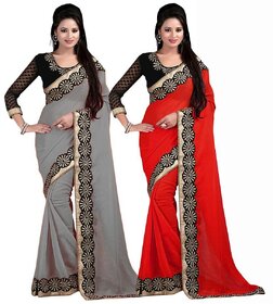 Bhuwal Fashion Multicoloured Chiffon Saree Combos