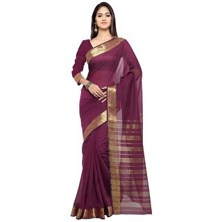 Bhuwal Fashion Purple Cotton Silk Saree