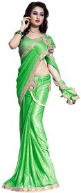 Bhuwal Fashion Green Lycra Saree