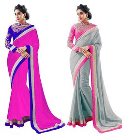 Bhuwal Fashion Multicoloured Chiffon Saree Combos