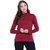 Texco Lurex Maroon Zipper Mock Neck Well Crafted Sweatshirt With Attached Gloves
