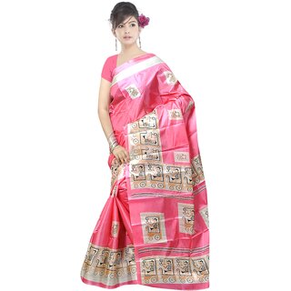 Svb sarees multicolour art silk saree without blouse piece (Pink white) Svb sarees multicolour art silk saree without blouse piece (Pink white)