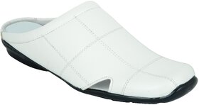Lavista Men's White Synthetic Leather Half-Shoe