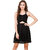 Texco Black Cut-Outs Detailing Stylish Bow Back Lace Embelished Party Skater Dress