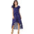 Texco Blue Printed Ruffle Detailing High Low Dress